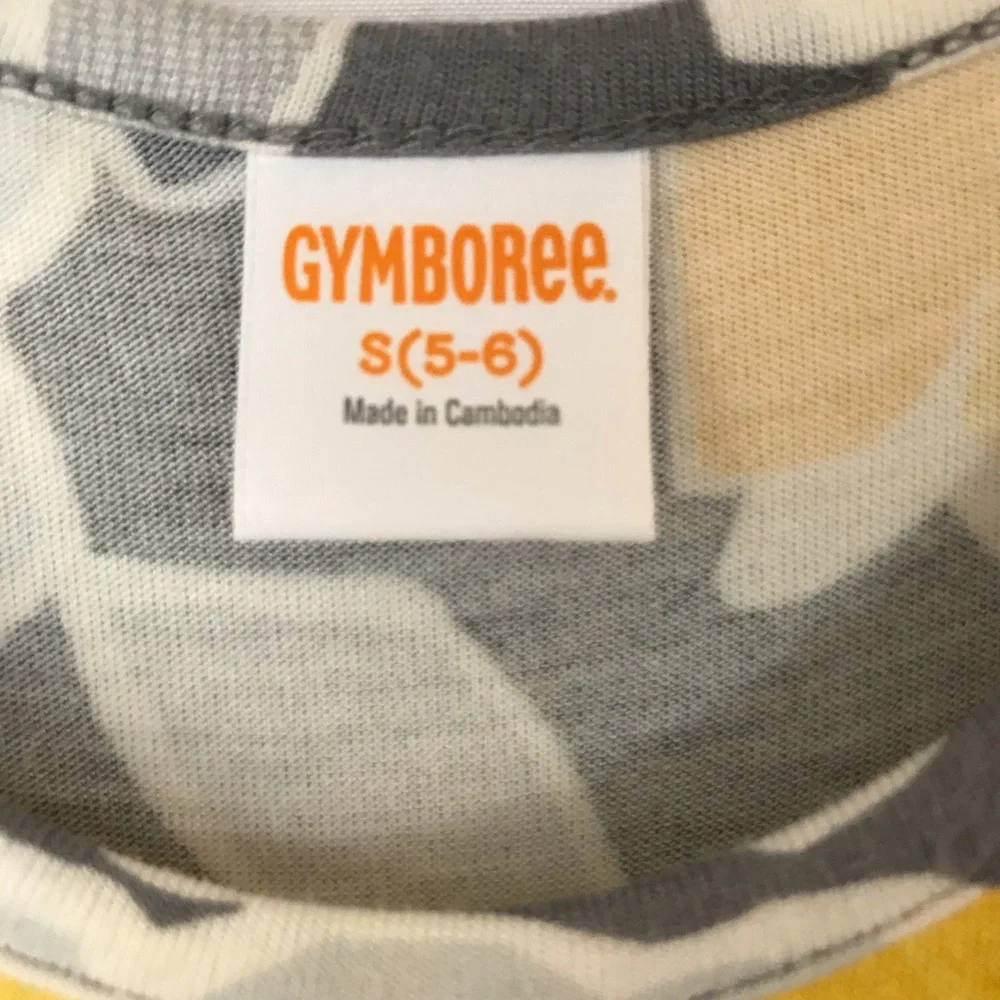 GYMBOREE Maxi Dress Size 6 A-Symmetrical Yellow Gray Floral 3/4 Sleeve